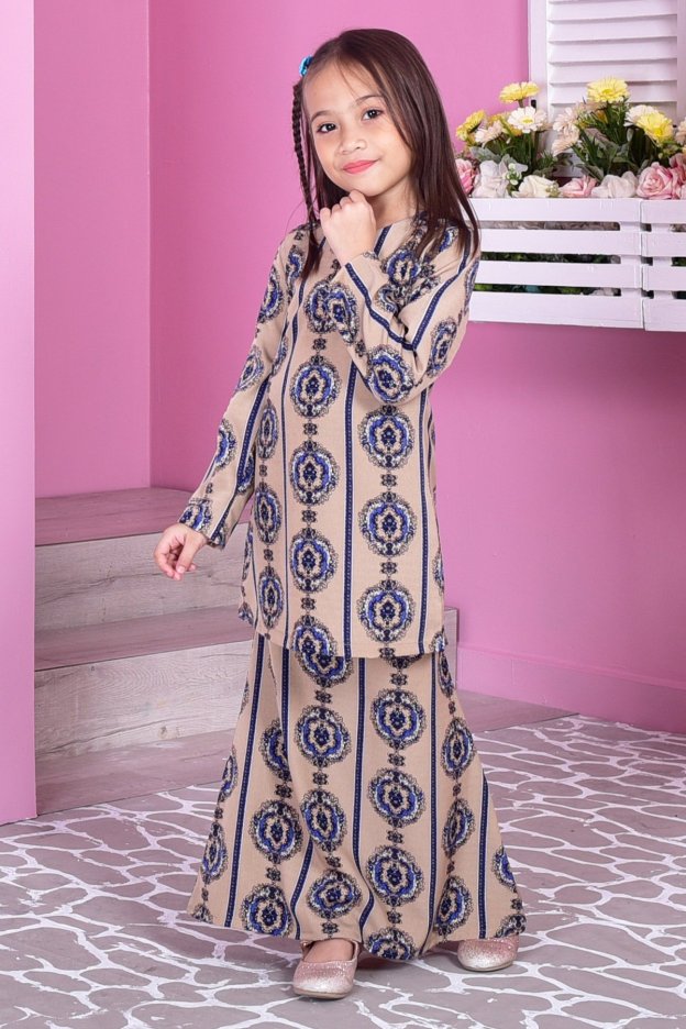 Baju Kurung Moden Adalina Kids - Creamy Brown