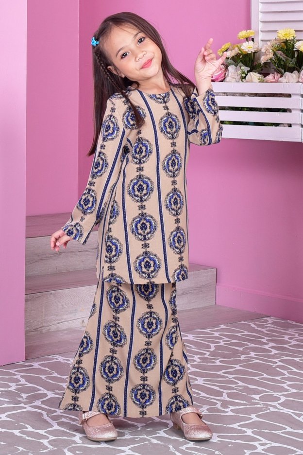 Baju Kurung Moden Adalina Kids - Creamy Brown