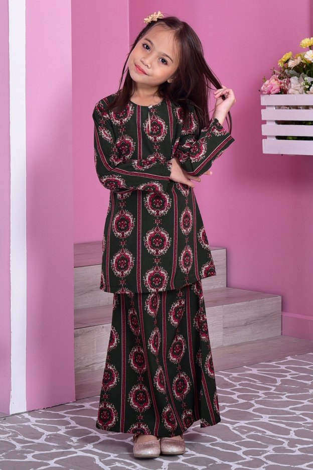 Baju Kurung Moden Adalina Kids - Leaf Green
