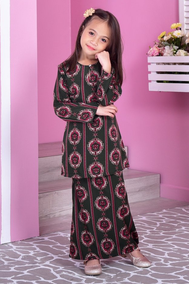 Baju Kurung Moden Adalina Kids - Leaf Green