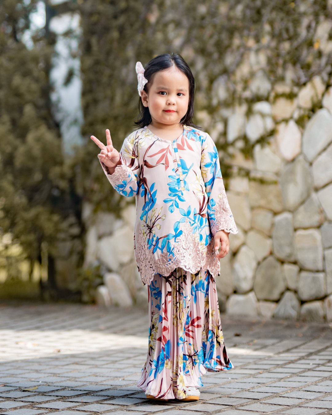 Baju Kurung Adeline Kids - Crepe Pink