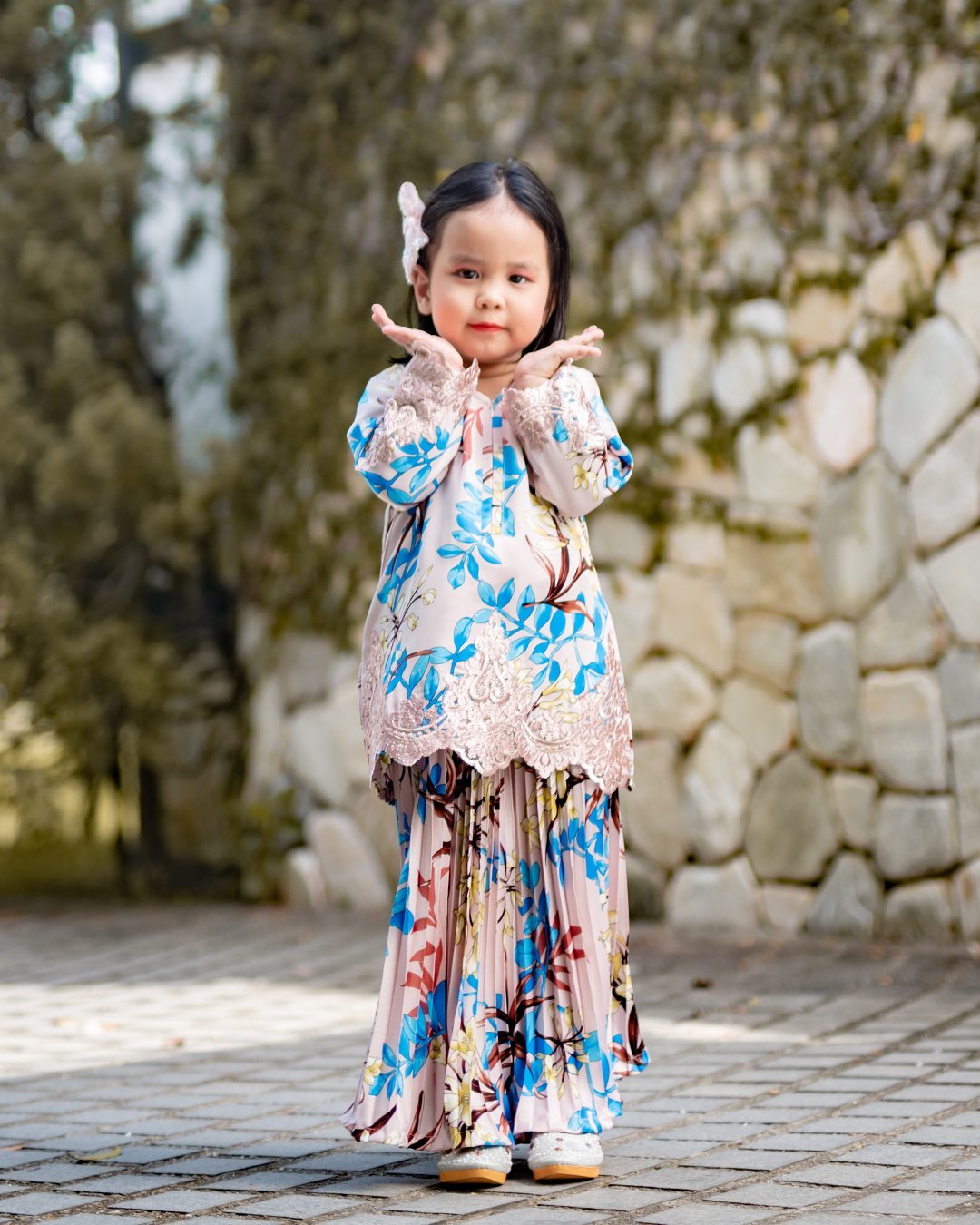 Baju Kurung Adeline Kids - Crepe Pink