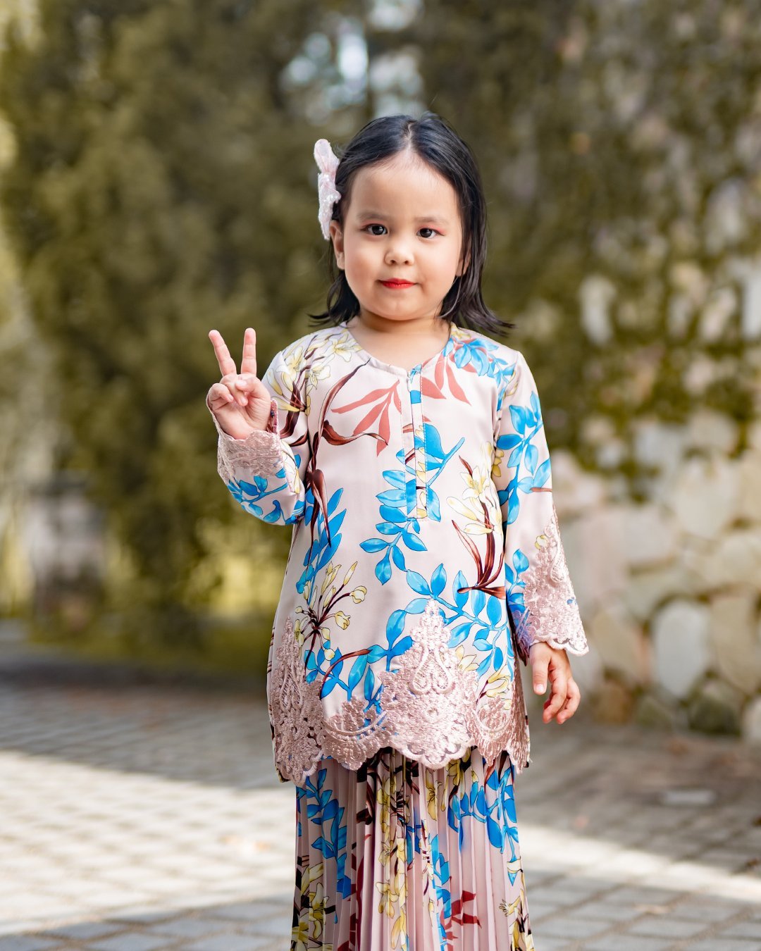Baju Kurung Adeline Kids - Crepe Pink