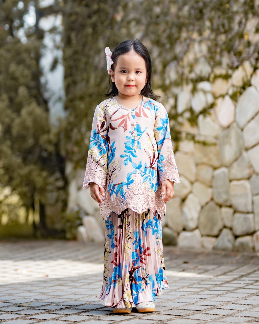 Baju Kurung Adeline Kids - Crepe Pink