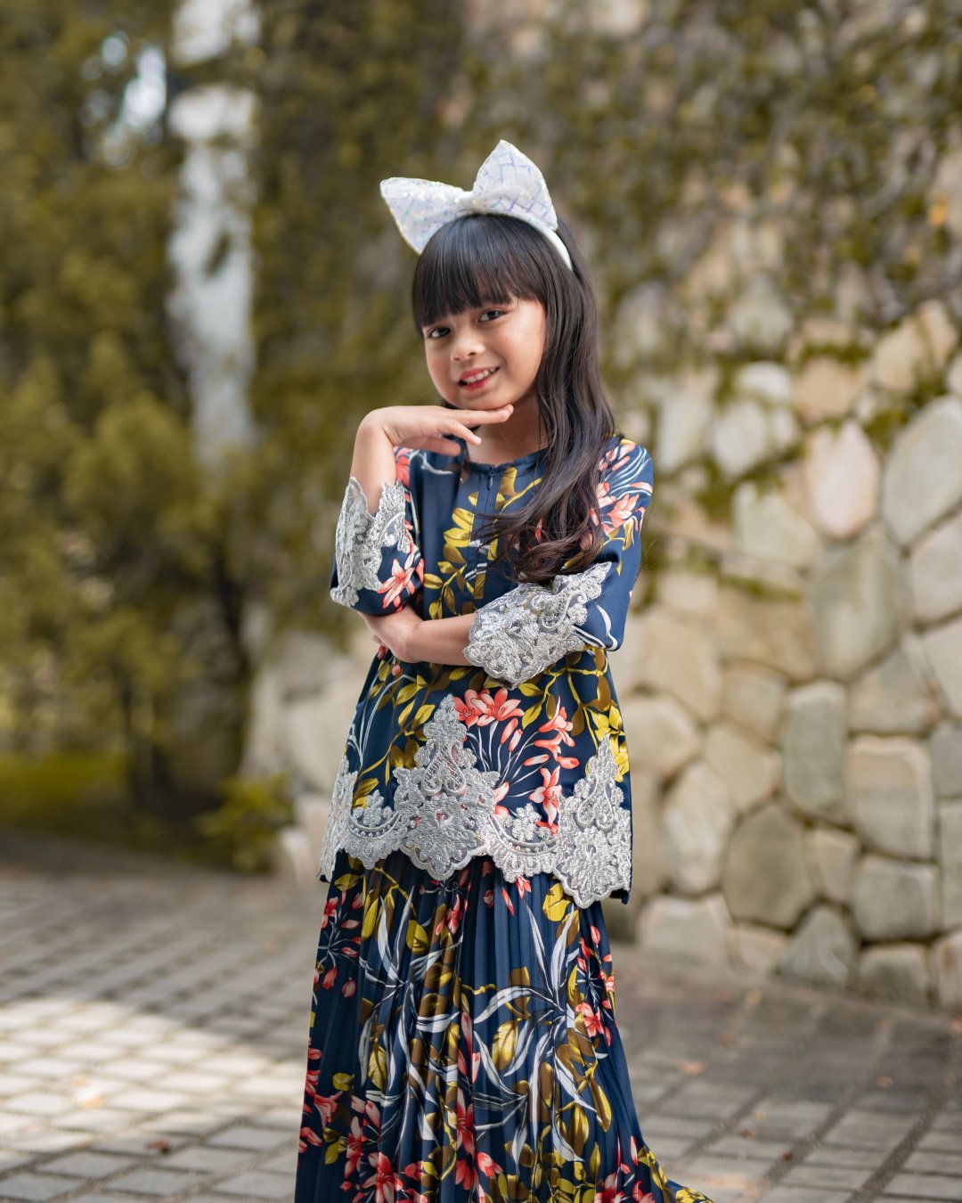 Baju Kurung Adeline Kids - Oxford Blue