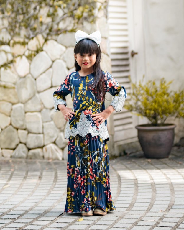 Baju Kurung Adeline Kids - Oxford Blue
