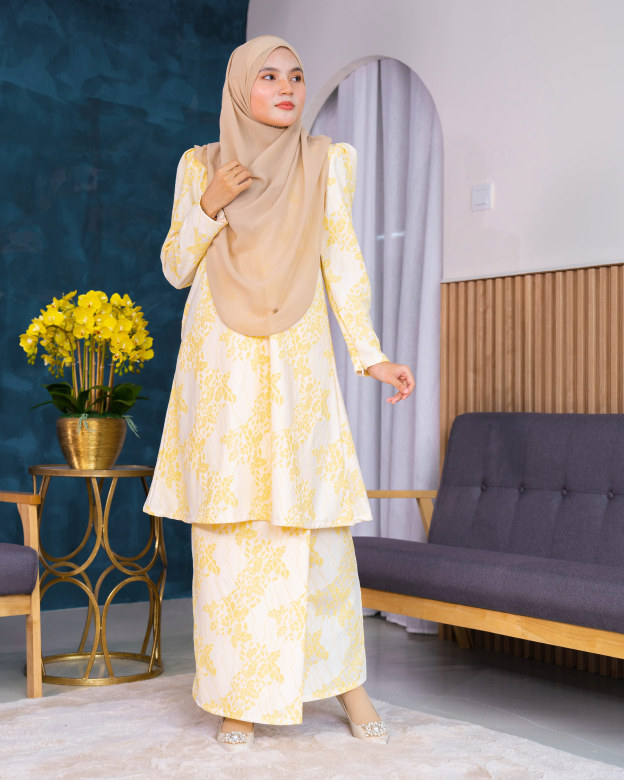 Baju Kurung Riau Lace Adiona - Buttercup