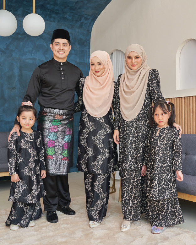 Baju Kurung Riau Lace Adiona - Rich Black