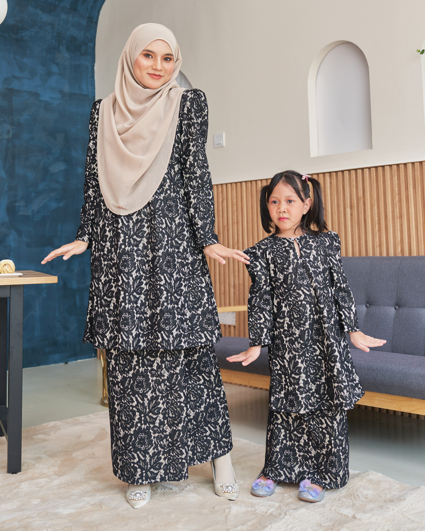 Baju Kurung Riau Lace Adiona - Rich Black