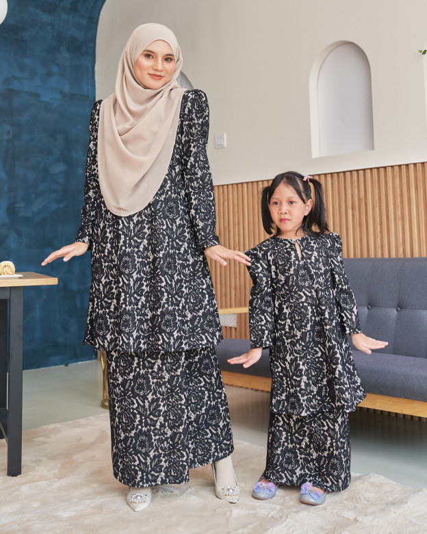 Baju Kurung Riau Lace Adiona - Rich Black