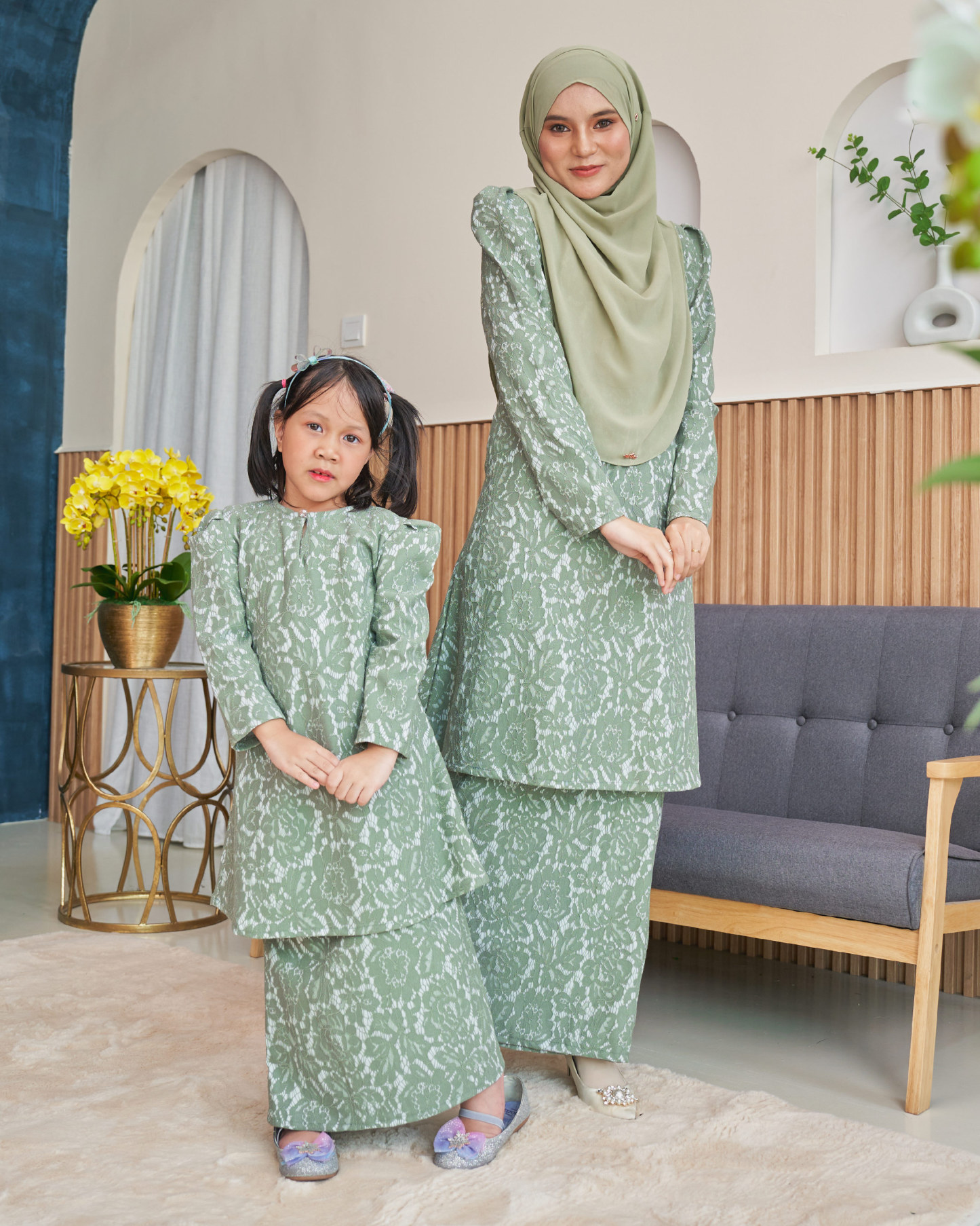 Baju Kurung Riau Lace Adiona - Moss Green