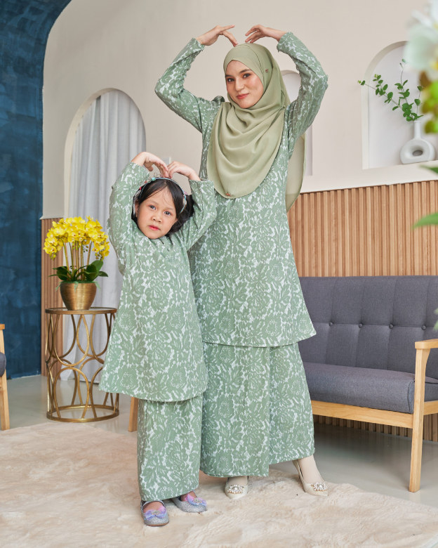 Baju Kurung Riau Lace Adiona - Moss Green