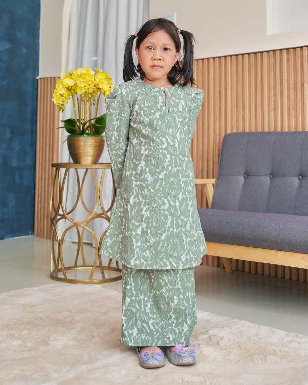 Baju Kurung Riau Lace Adiona - Moss Green