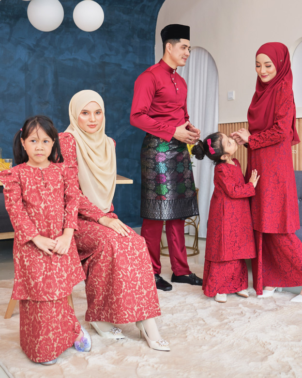 Baju Kurung Riau Lace Adiona - Poppy Red
