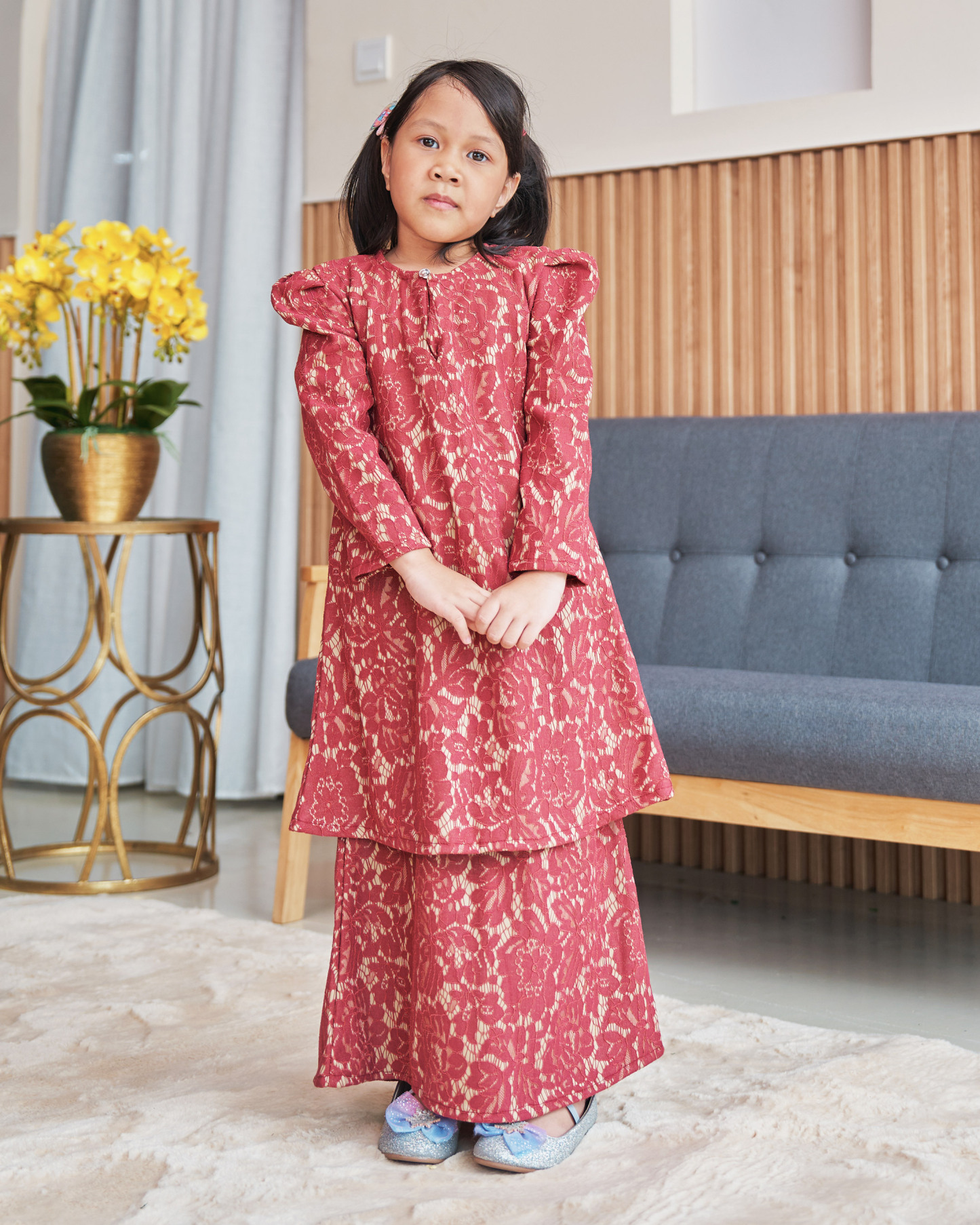 Baju Kurung Riau Lace Adiona - Poppy Red