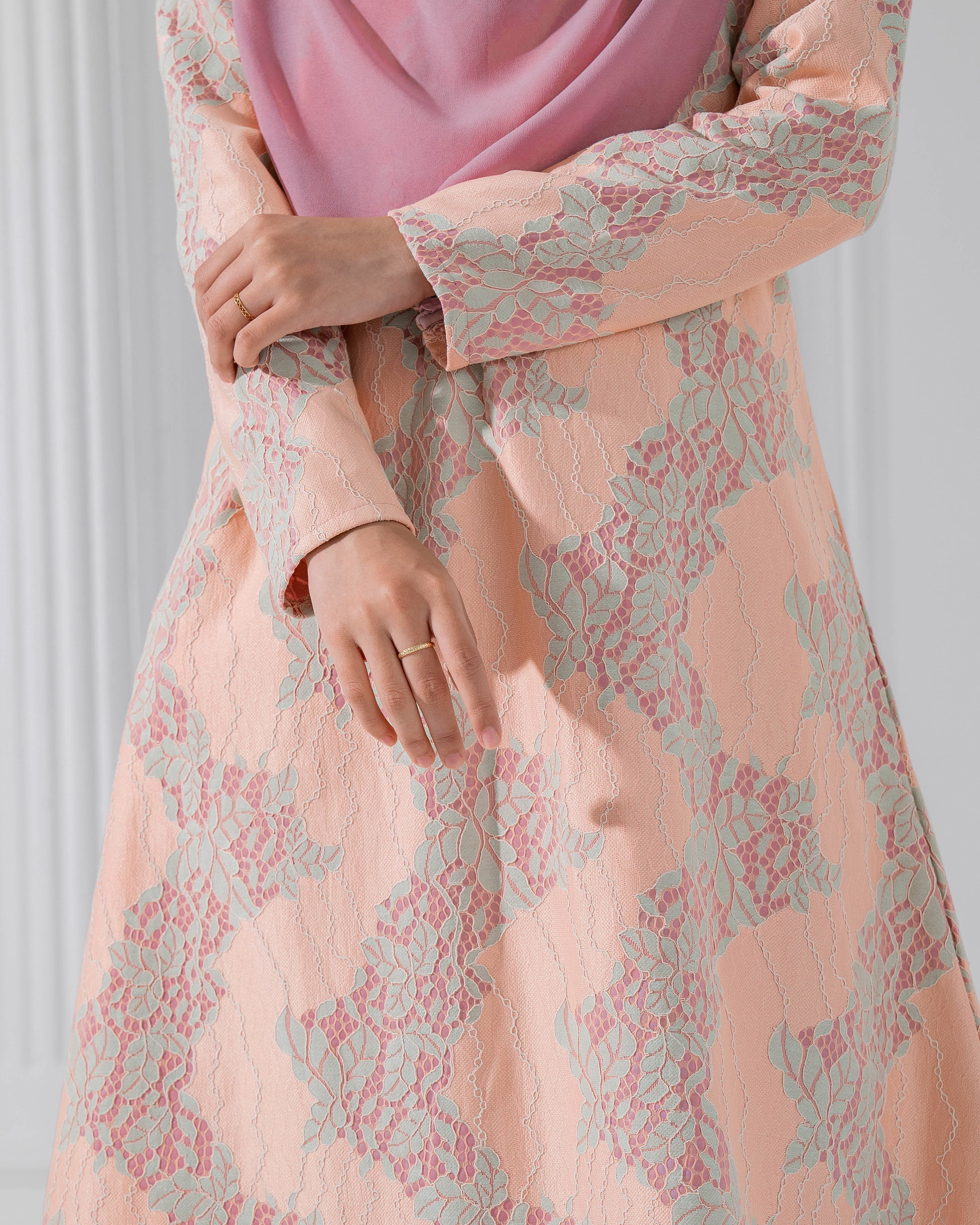 Baju Kurung Riau Lace Adiona - Sephia Coral