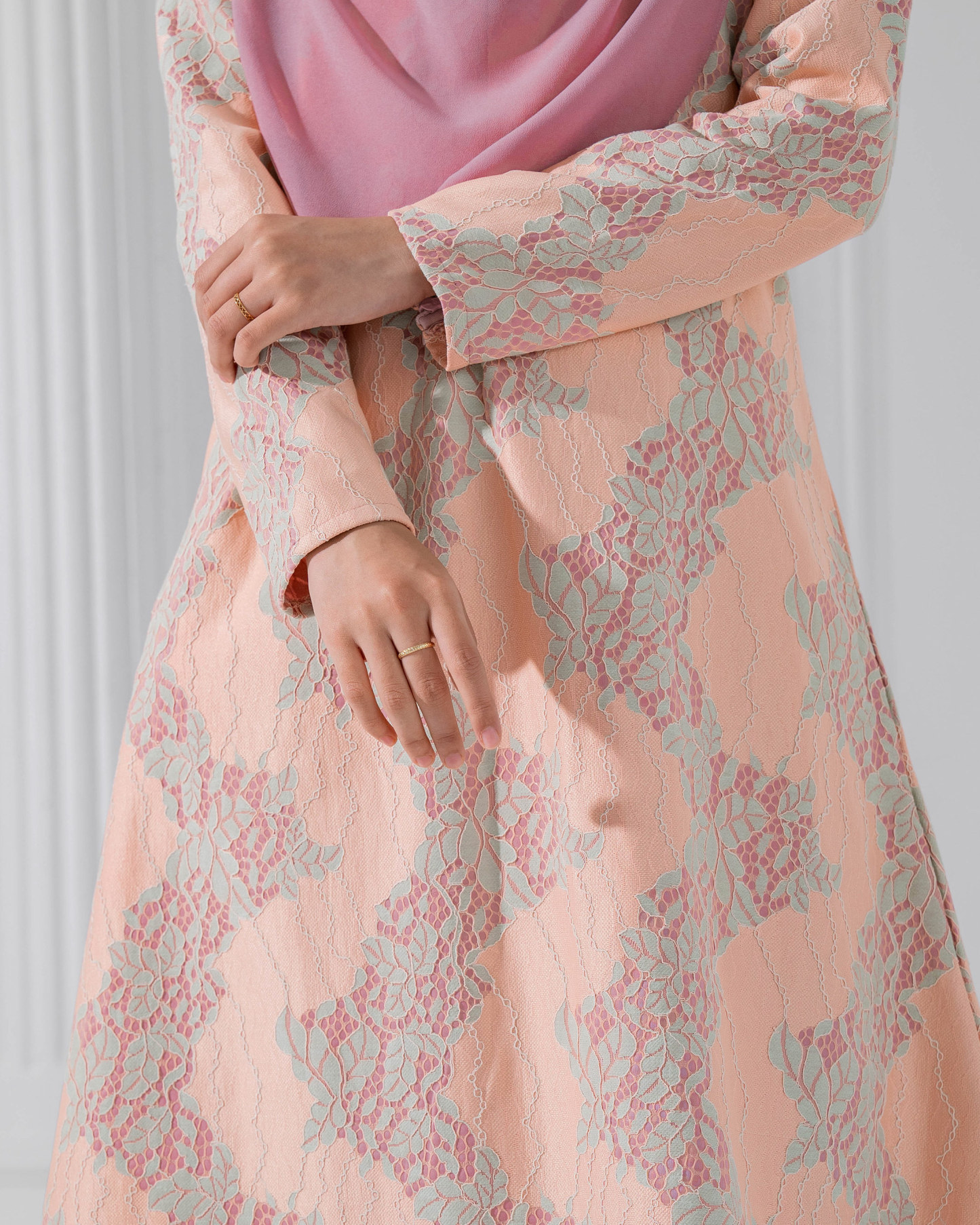 Baju Kurung Riau Lace Adiona - Sephia Coral
