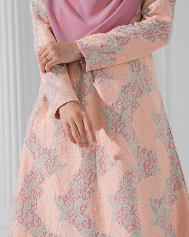 Baju Kurung Riau Lace Adiona - Sephia Coral