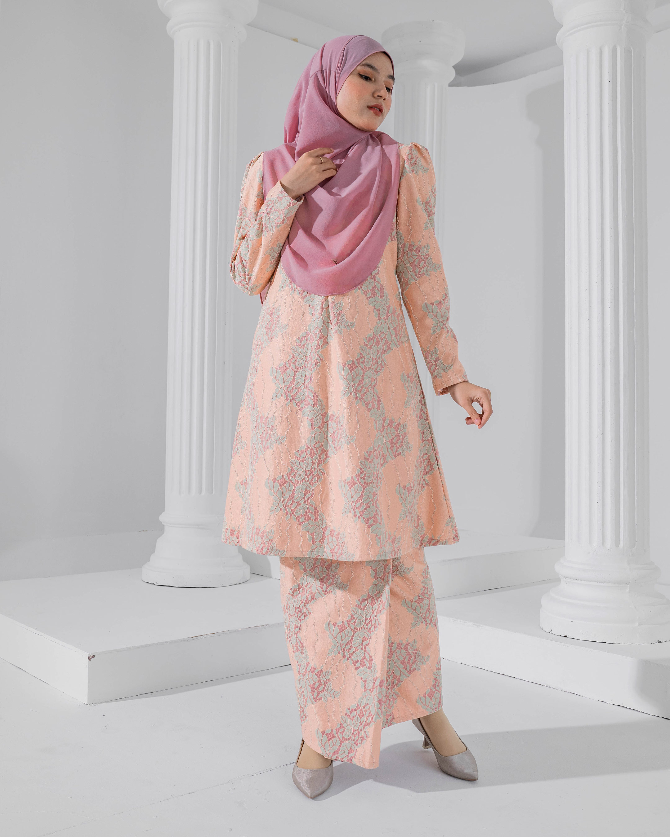 Baju Kurung Riau Lace Adiona - Sephia Coral