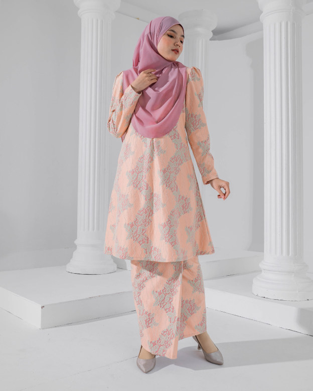 Baju Kurung Riau Lace Adiona - Sephia Coral