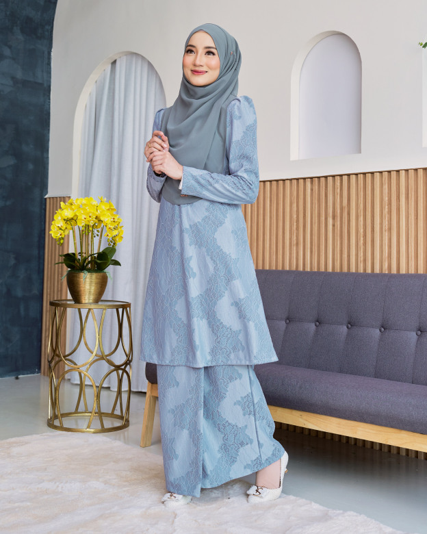 Baju Kurung Riau Lace Adiona - Twitter Blue