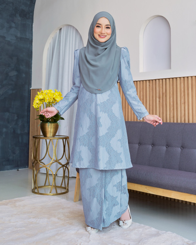 Baju Kurung Riau Lace Adiona - Twitter Blue