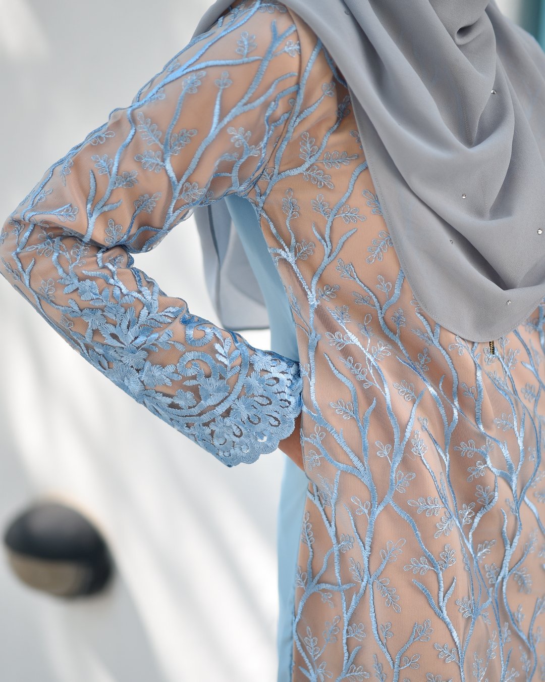 Baju Kurung Lace Aifa - Elsa Blue