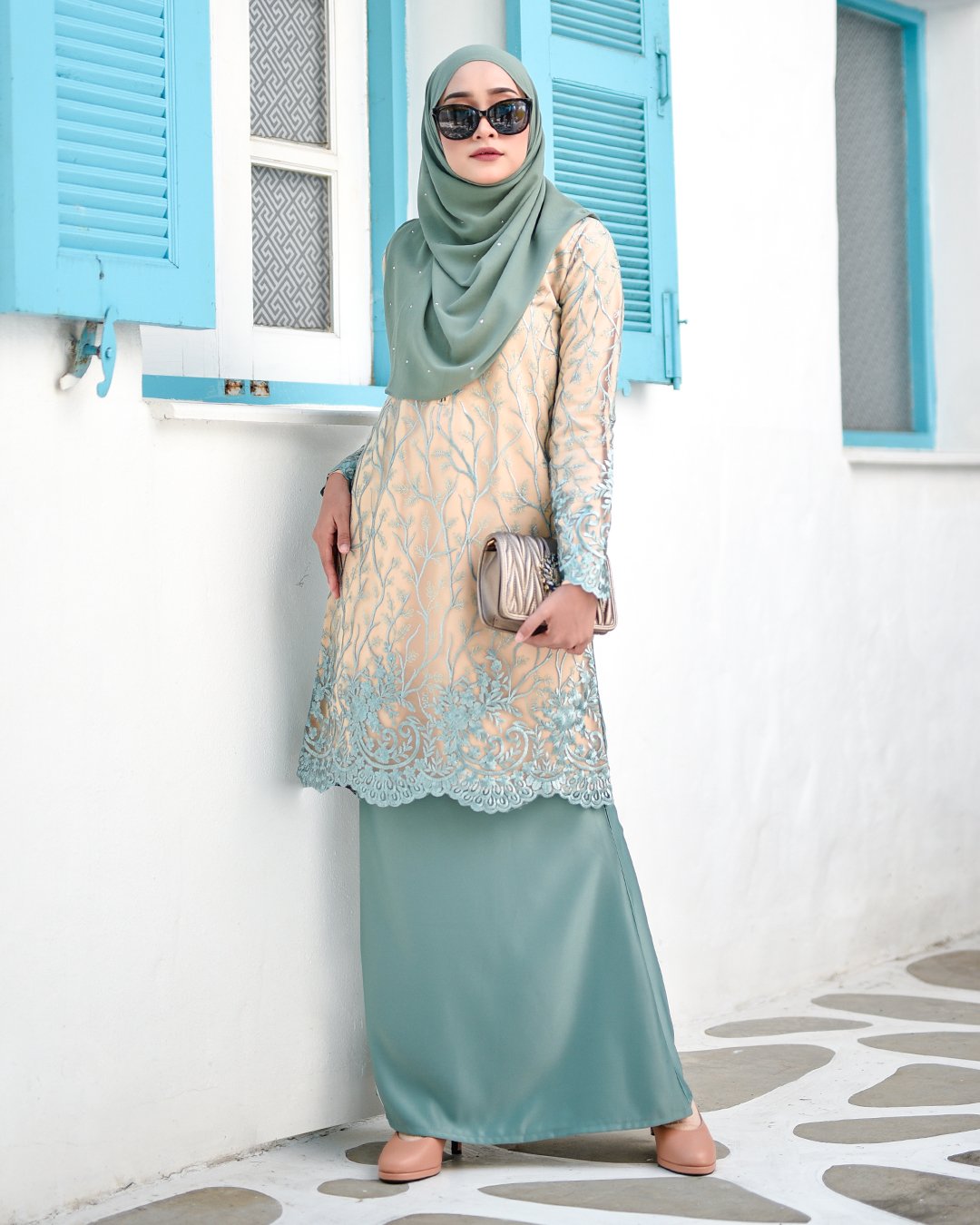 Baju Kurung Lace Aifa - Pistachio Nut