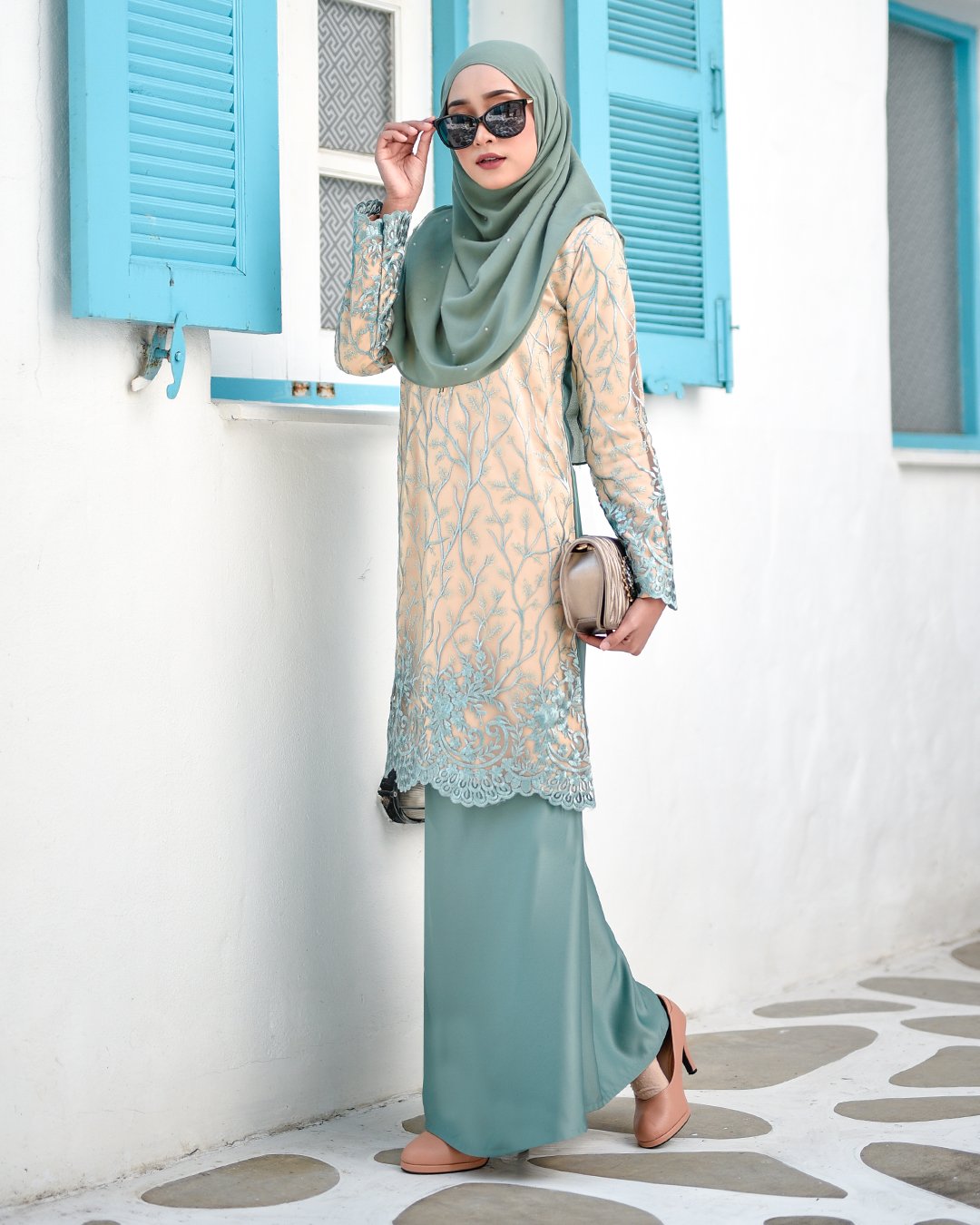 Baju Kurung Lace Aifa - Pistachio Nut