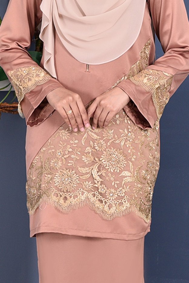Baju Kurung Lace Allaire - Buff Brown