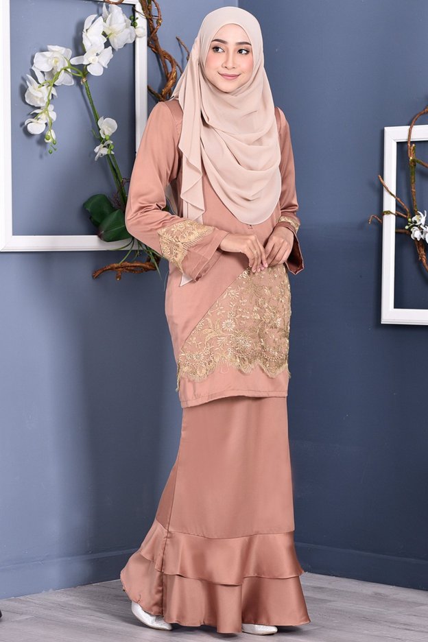 Baju Kurung Lace Allaire - Buff Brown