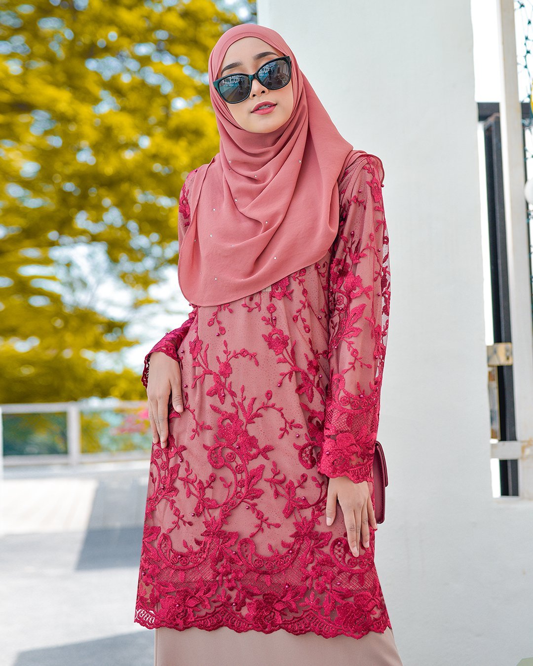 Baju Kurung Lace Amara - Velvet Chocolate