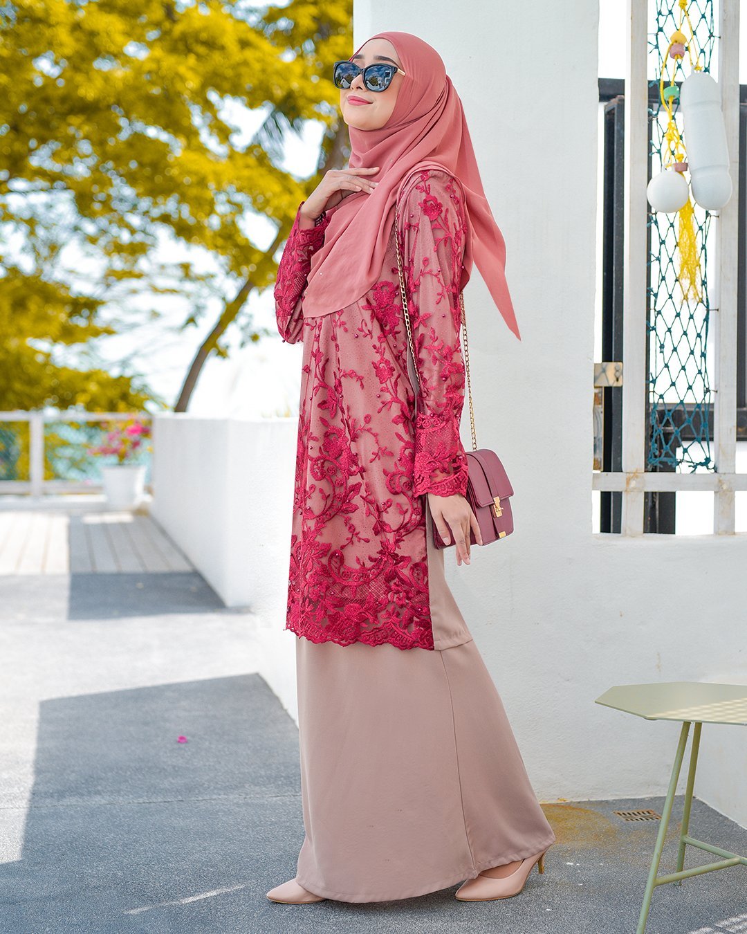 Baju Kurung Lace Amara - Velvet Chocolate