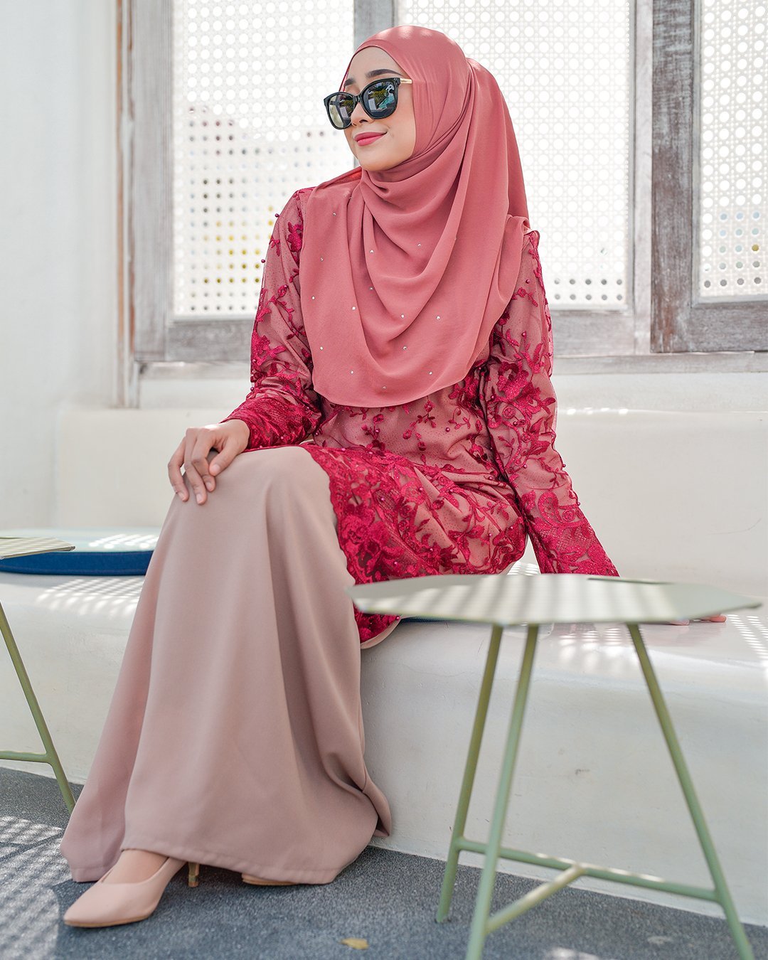 Baju Kurung Lace Amara - Velvet Chocolate