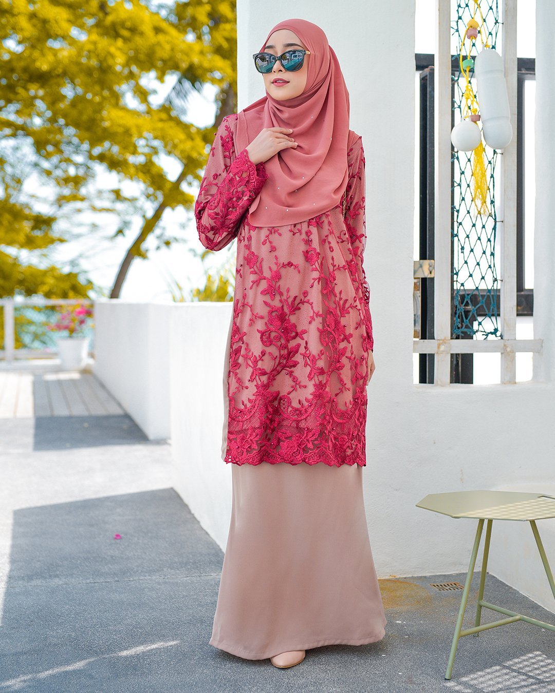 Baju Kurung Lace Amara - Velvet Chocolate