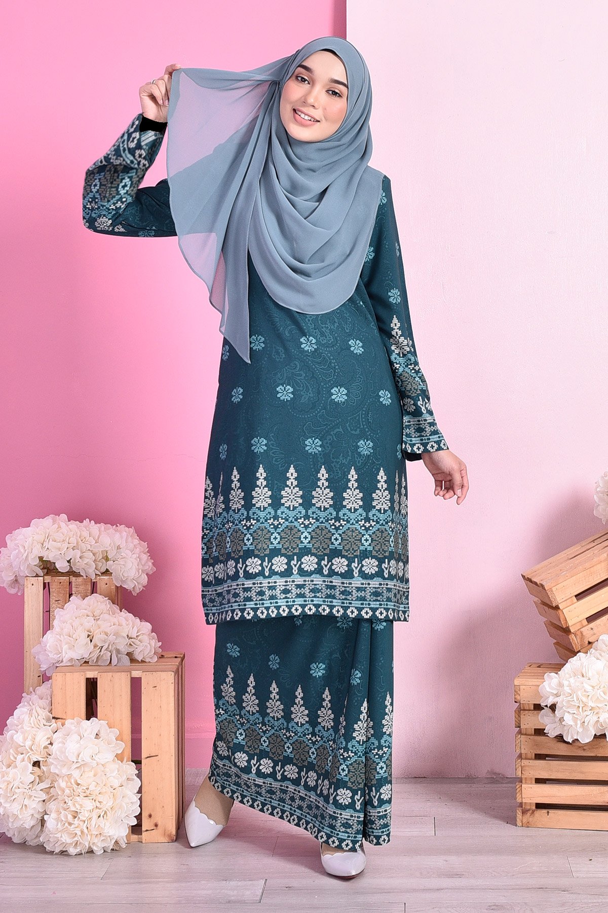 Baju Kurung Songket Amelia - Green Amor
