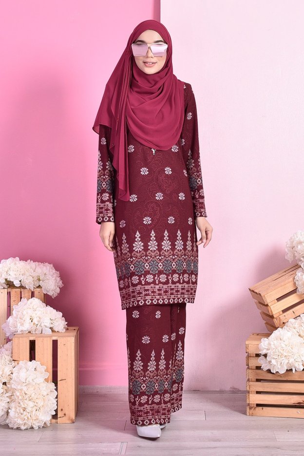 Baju Kurung Songket Amelia - Maroon