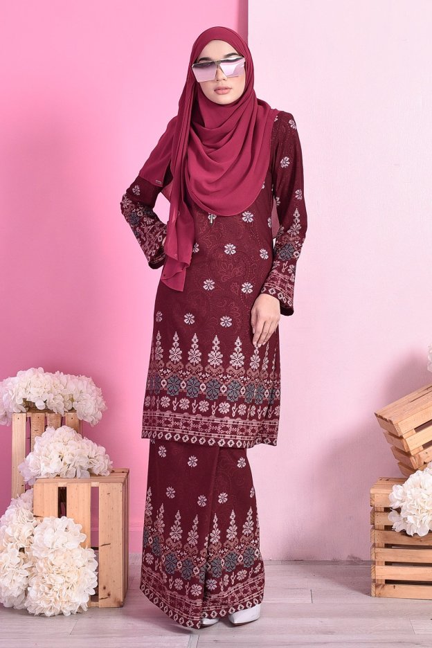 Baju Kurung Songket Amelia - Maroon