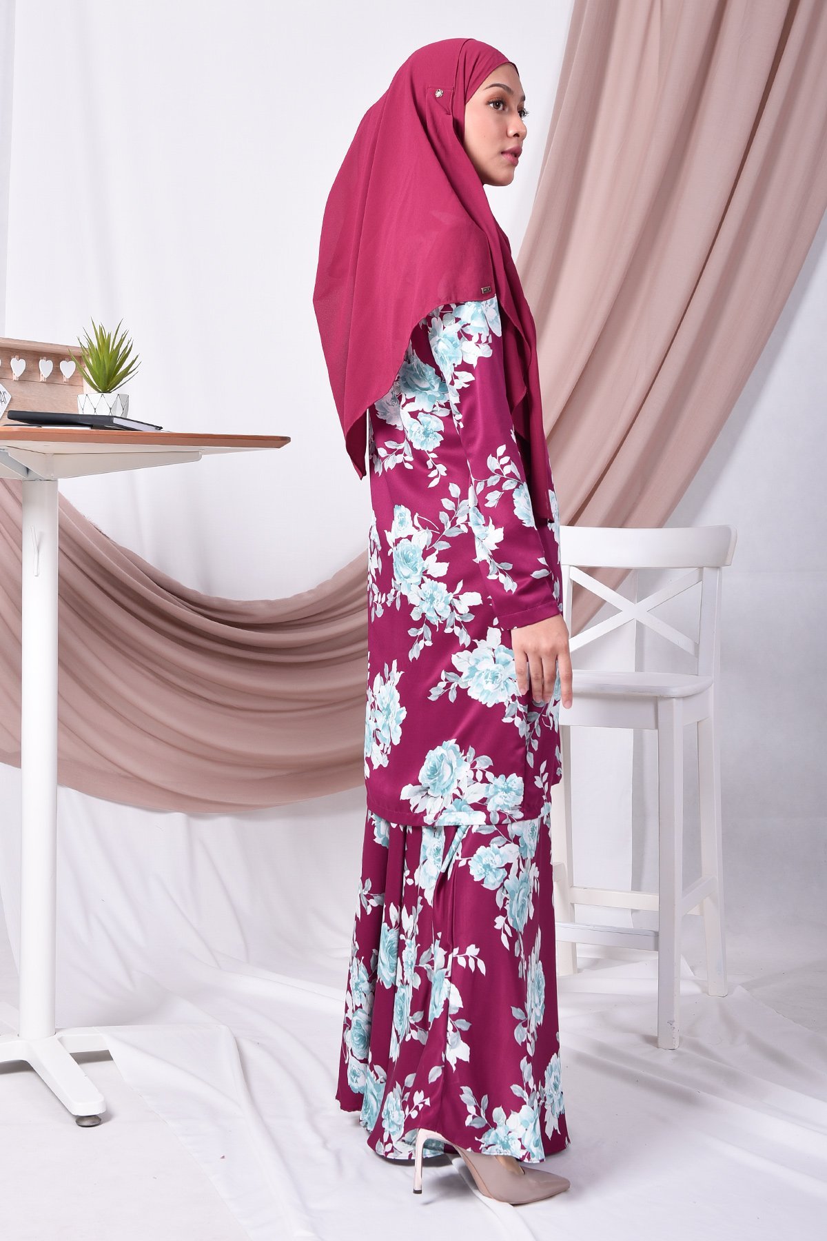 Baju Kurung Moden Amy - Plum Purple