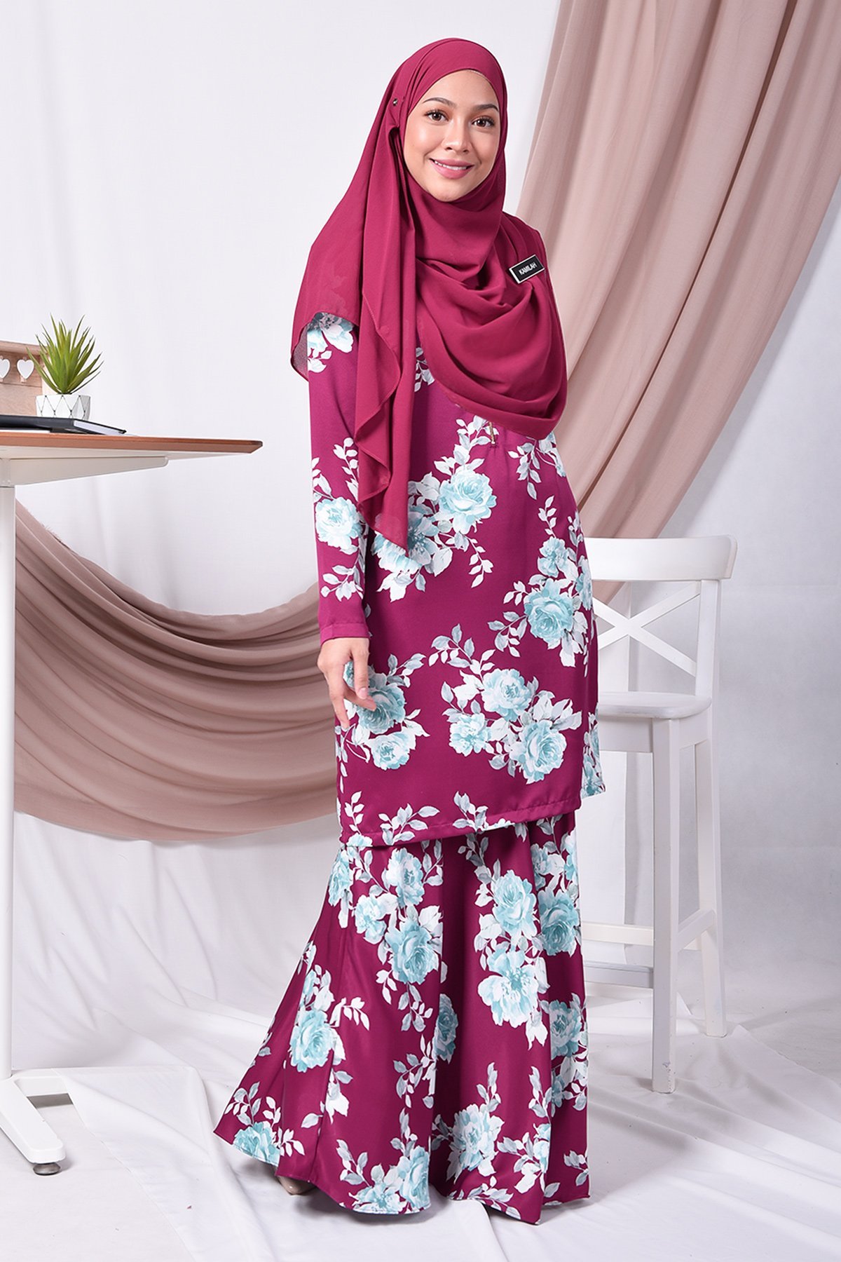 Baju Kurung Moden Amy - Plum Purple