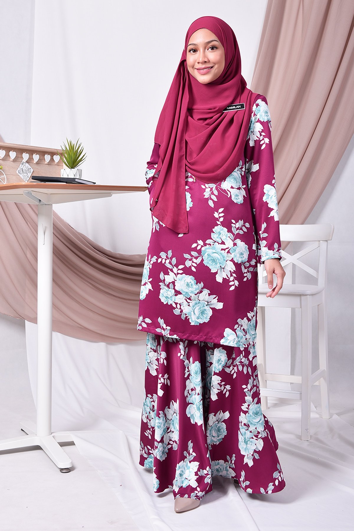 Baju Kurung Moden Amy - Plum Purple