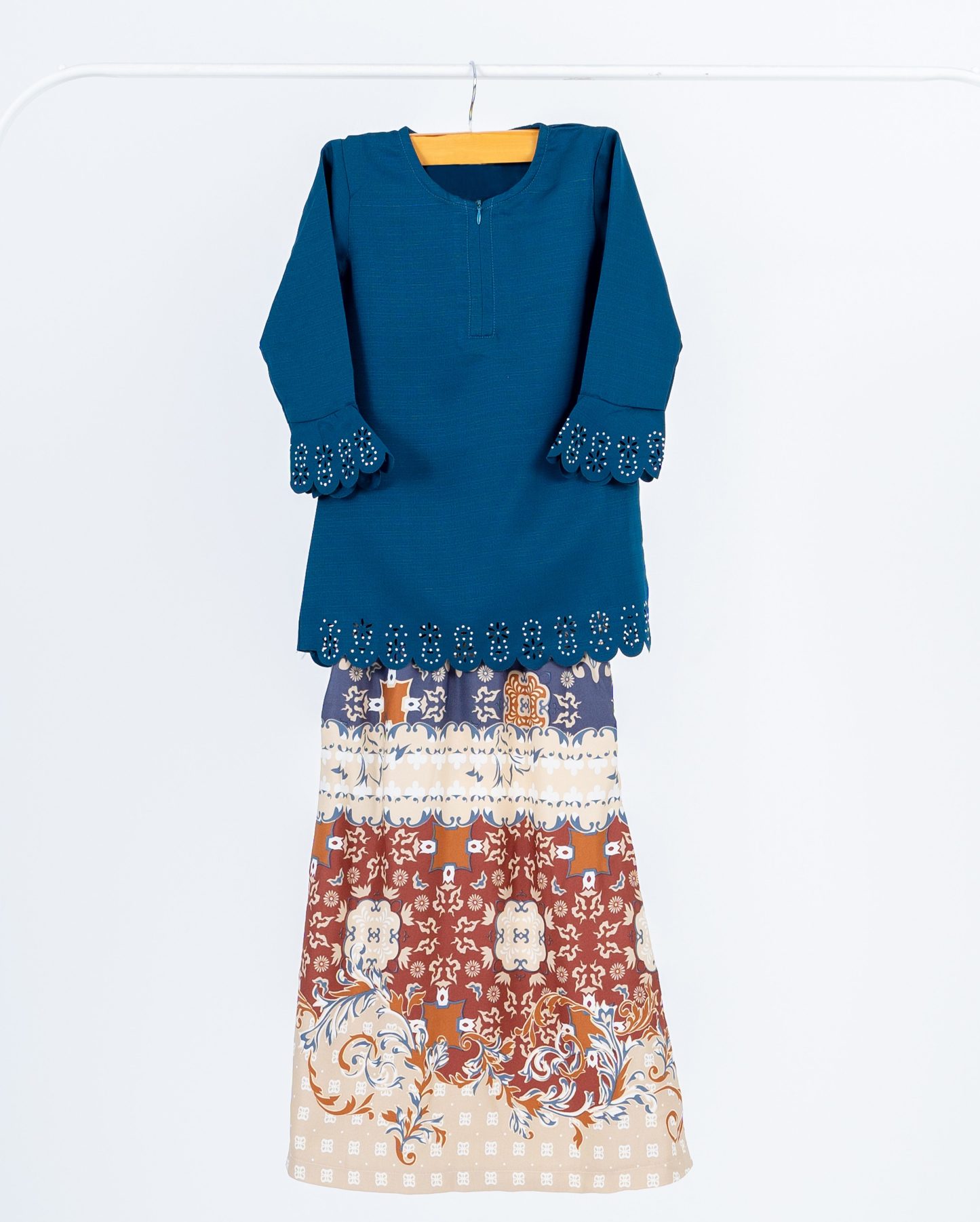 Baju Kurung Lasercut Aneera Kids - Imperial Blue