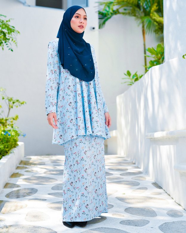 Baju Kurung Barbie Atirah - Ice Blue