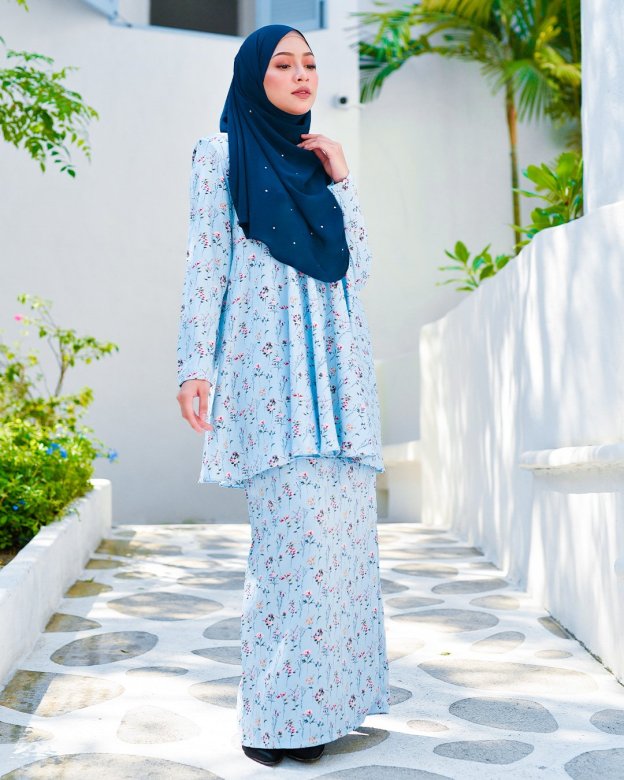 Baju Kurung Barbie Atirah - Ice Blue
