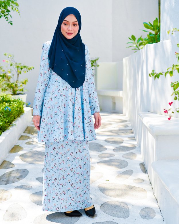 Baju Kurung Barbie Atirah - Ice Blue