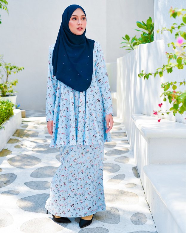 Baju Kurung Barbie Atirah - Ice Blue
