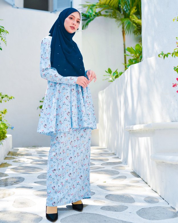 Baju Kurung Barbie Atirah - Ice Blue