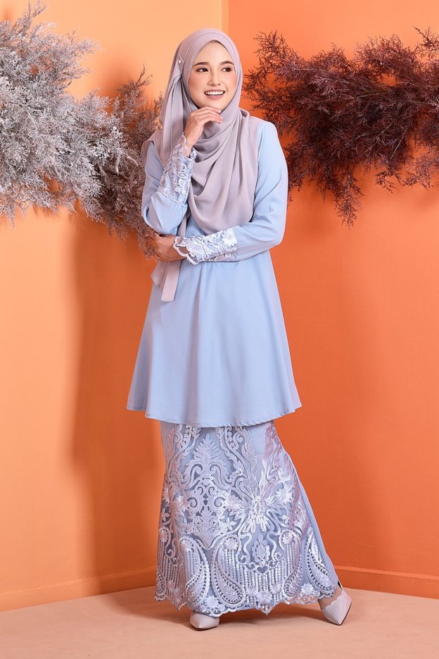 Baju Kurung Lace Avani - Ice Blue