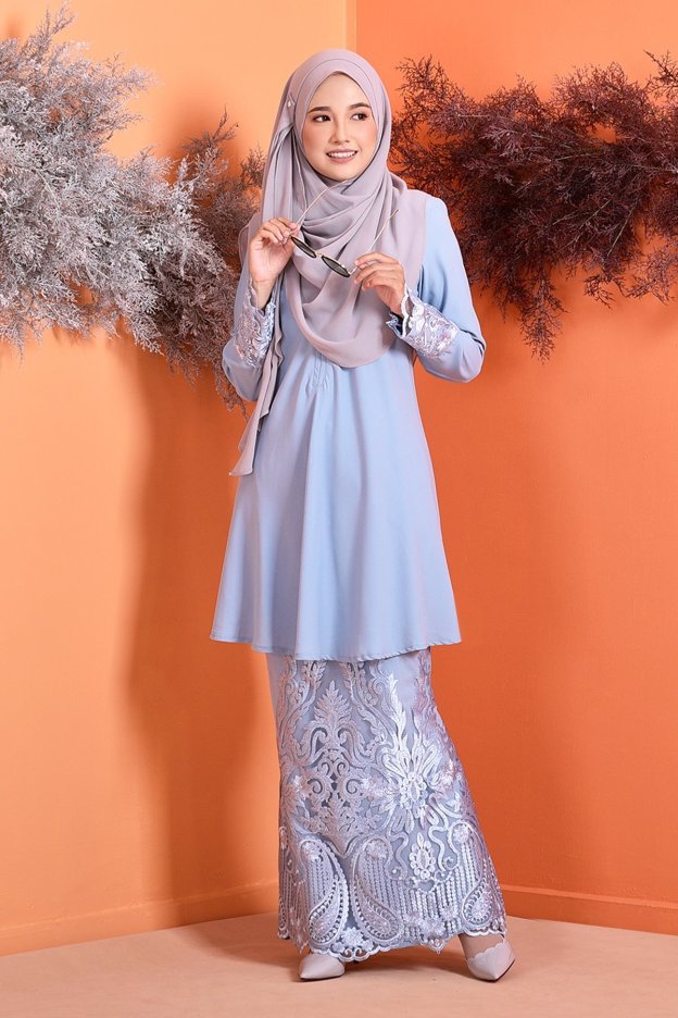 Baju Kurung Lace Avani - Ice Blue