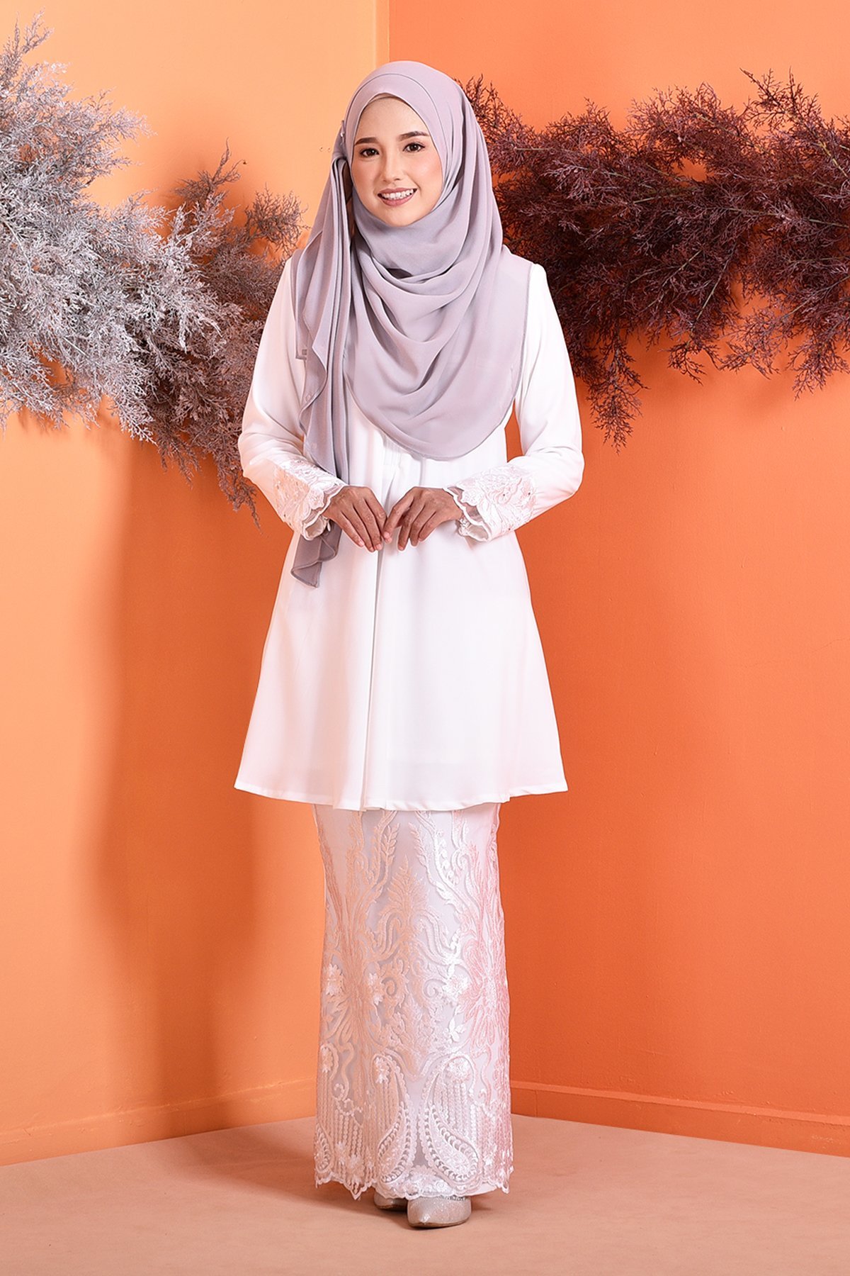Baju Kurung Lace Avani - Sky White